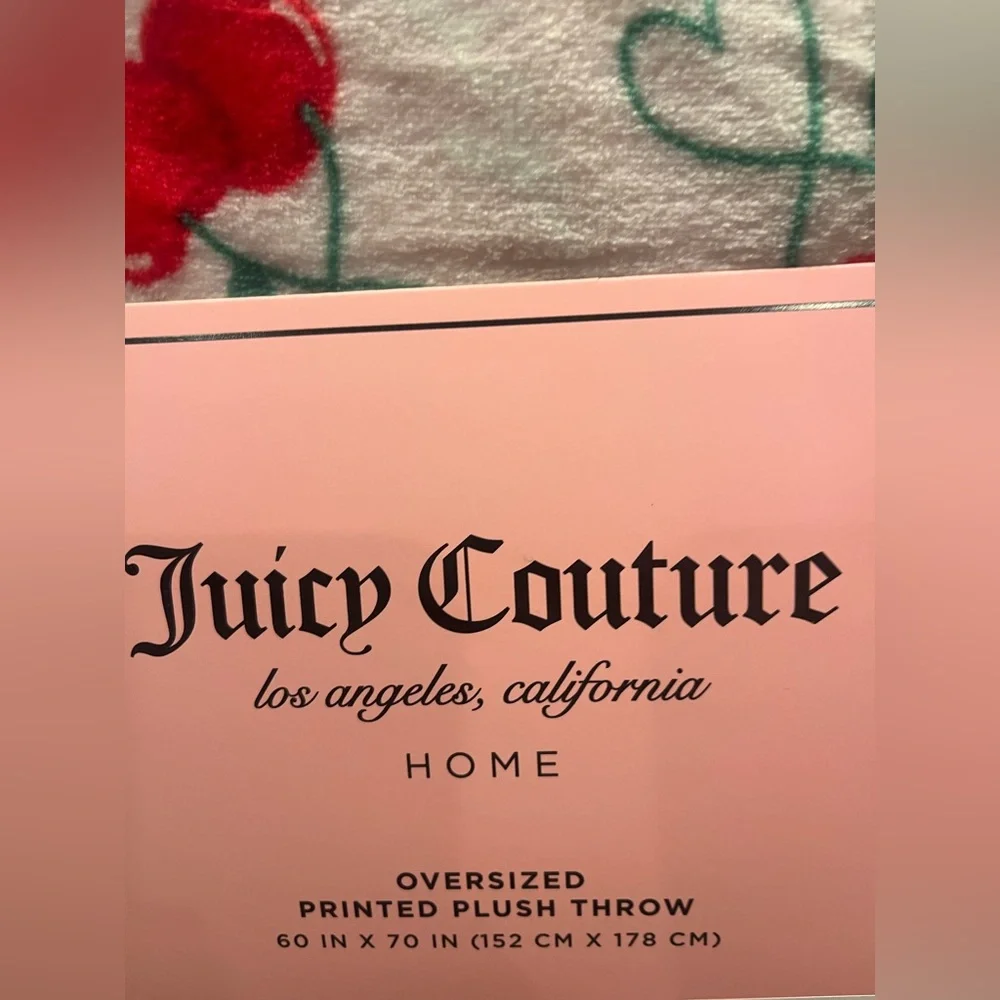 Juicy Couture Pink and Red Heart and Cherry Valentine’s Blanket Throw